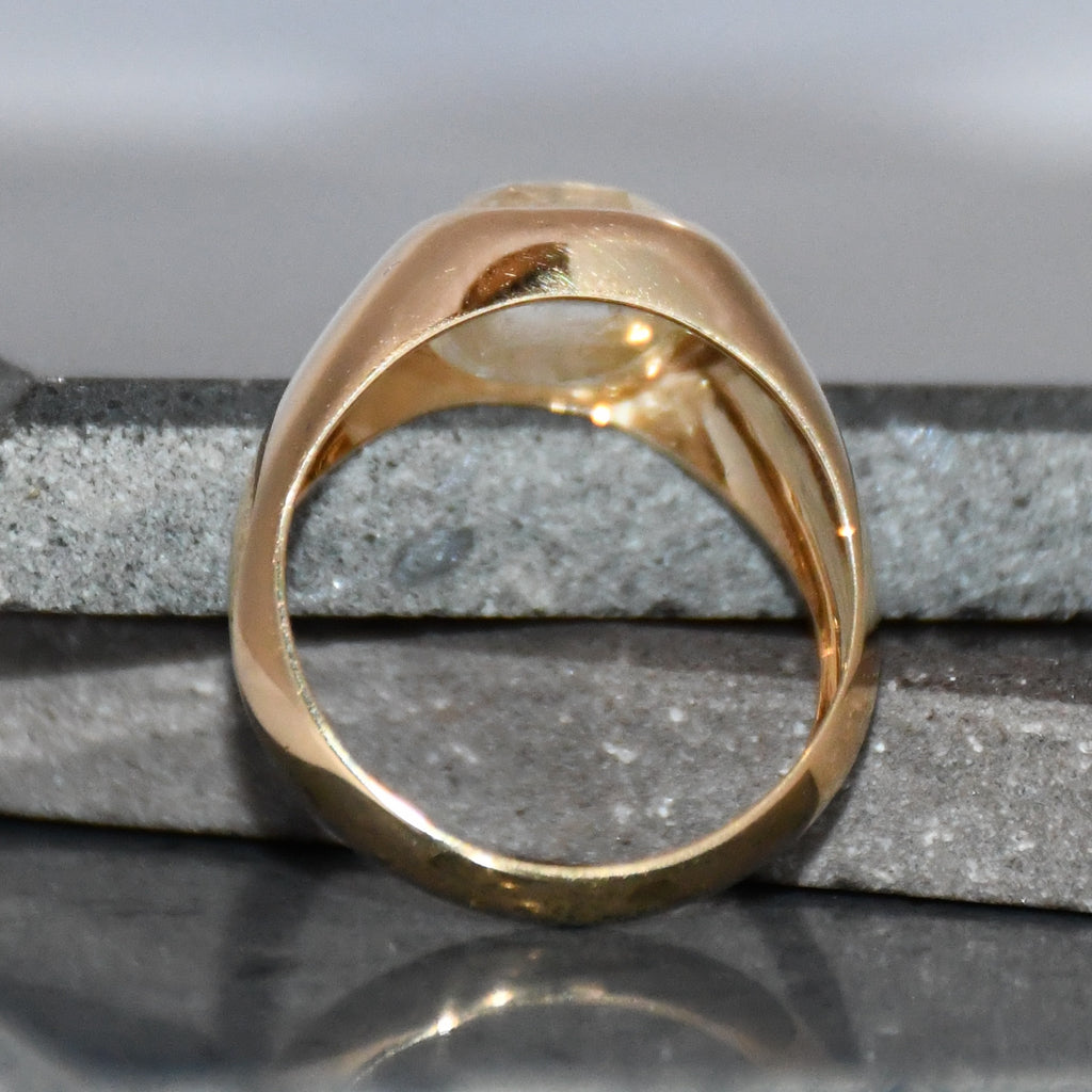 Natural Yellow Sapphire Ring | 14K Solid Gold Minimalist Signet