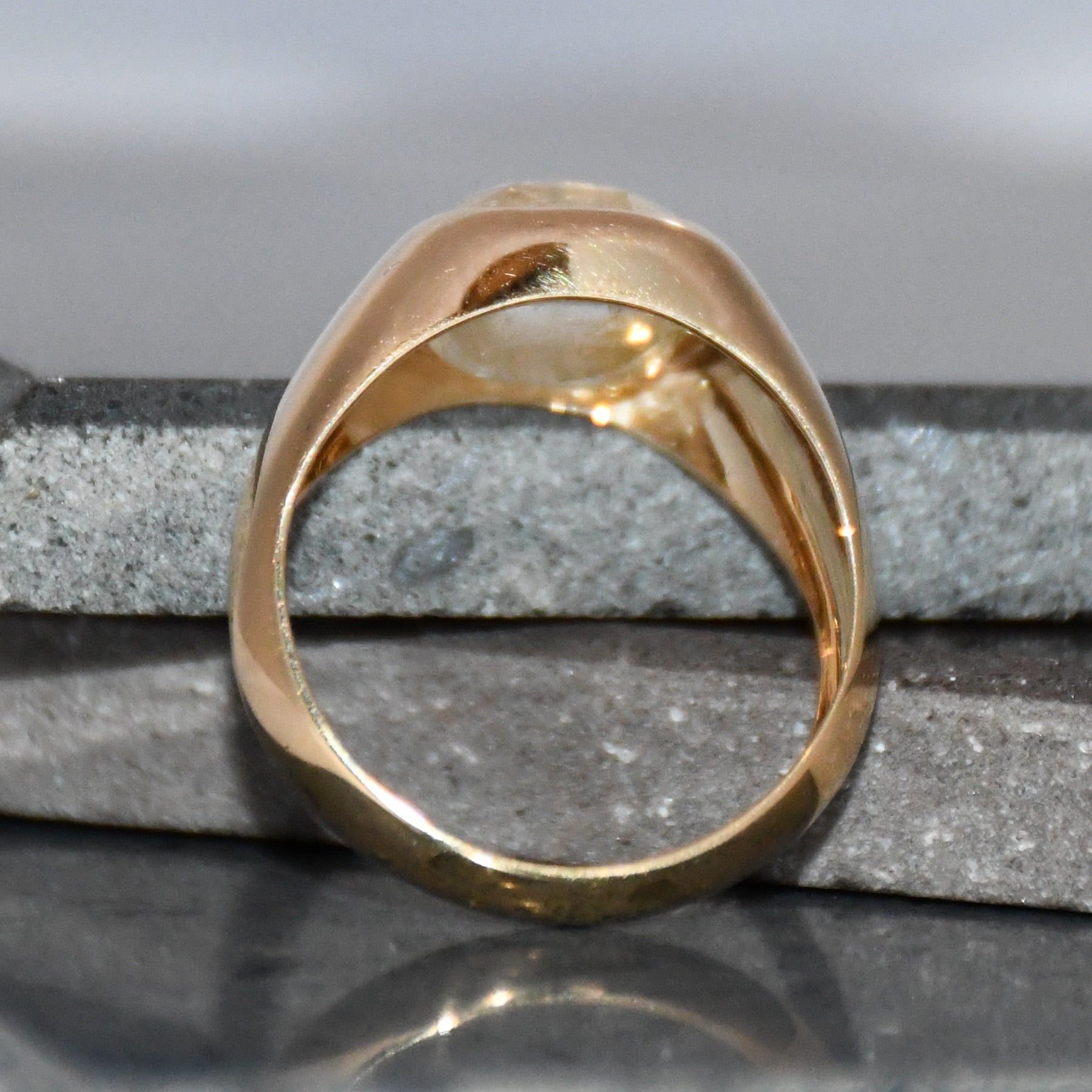 Natural Yellow Sapphire Ring | 14K Solid Gold Minimalist Signet