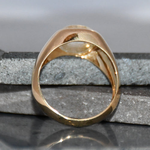 Natural Yellow Sapphire Ring | 14K Solid Gold Minimalist Signet