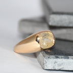 Natural Yellow Sapphire Ring | 14K Solid Gold Minimalist Signet