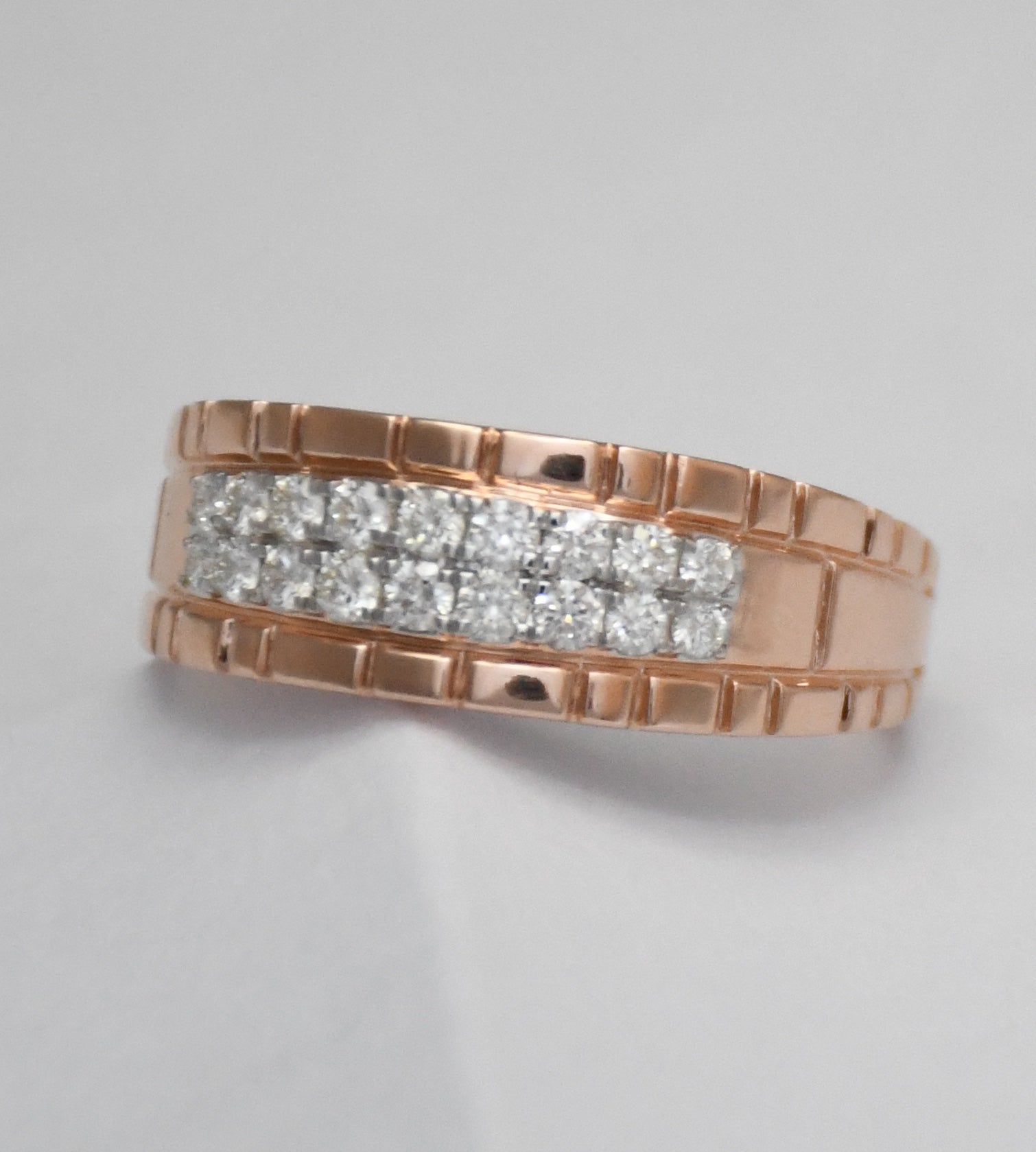14K/18K Rose Gold Men's Diamond Band – IGI Certified Channel Set Wedding Ring