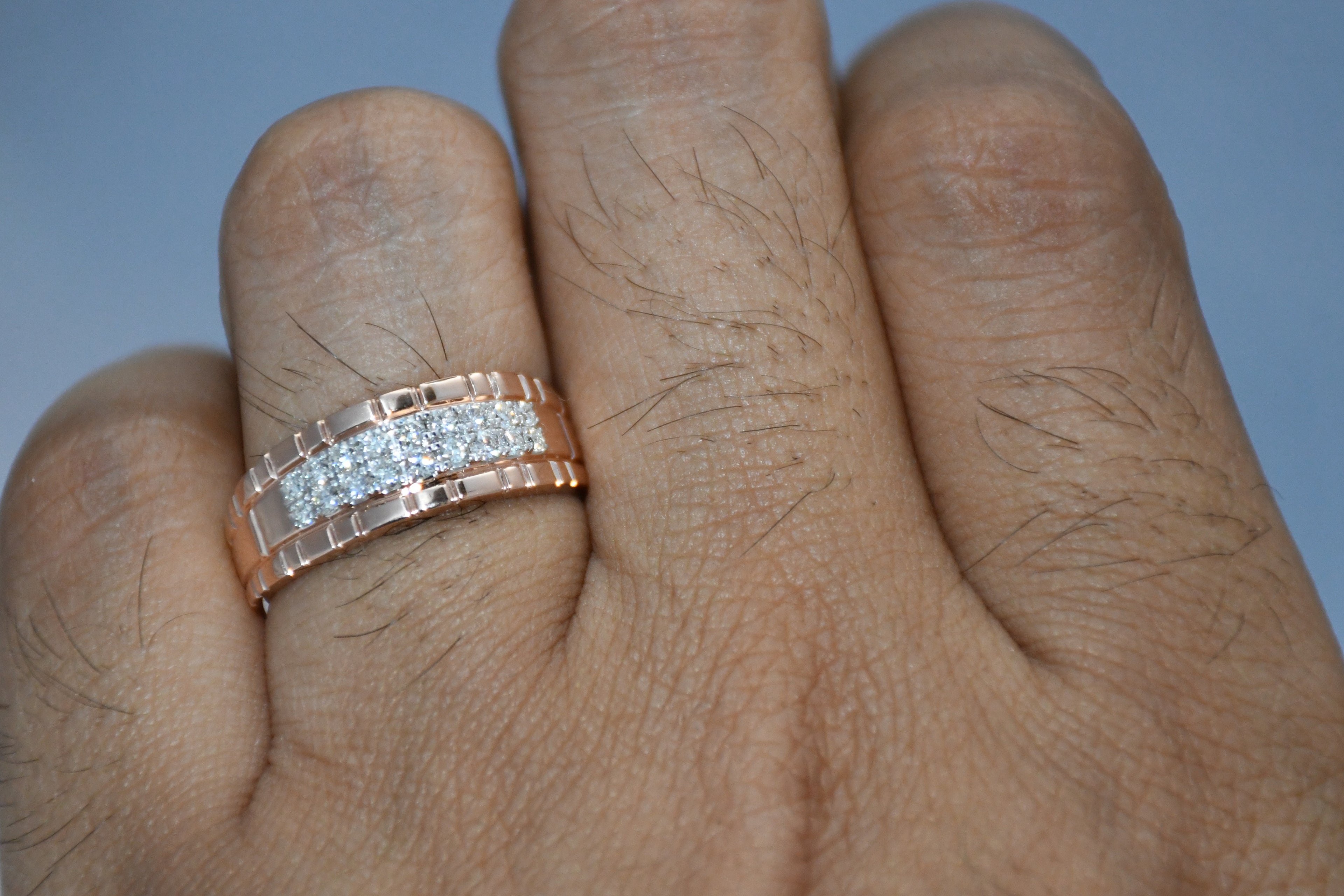 14K/18K Rose Gold Men's Diamond Band – IGI Certified Channel Set Wedding Ring