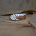 14K/18K Rose Gold Hexagon Diamond Cluster Ring – IGI Certified Signet Style Gift Him