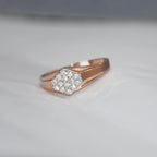 14K/18K Rose Gold Hexagon Diamond Cluster Ring – IGI Certified Signet Style Gift Him
