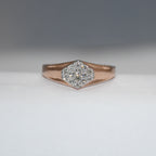 14K/18K Rose Gold Hexagon Diamond Cluster Ring – IGI Certified Signet Style Gift Him