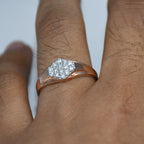 14K/18K Rose Gold Hexagon Diamond Cluster Ring – IGI Certified Signet Style Gift Him
