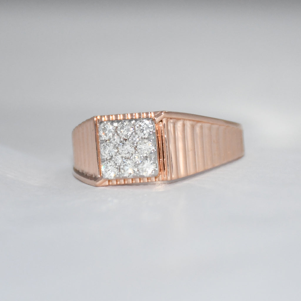 14K/18K Solid Gold Men's Diamond Signet Ring – IGI Certified Natural Cluster Band