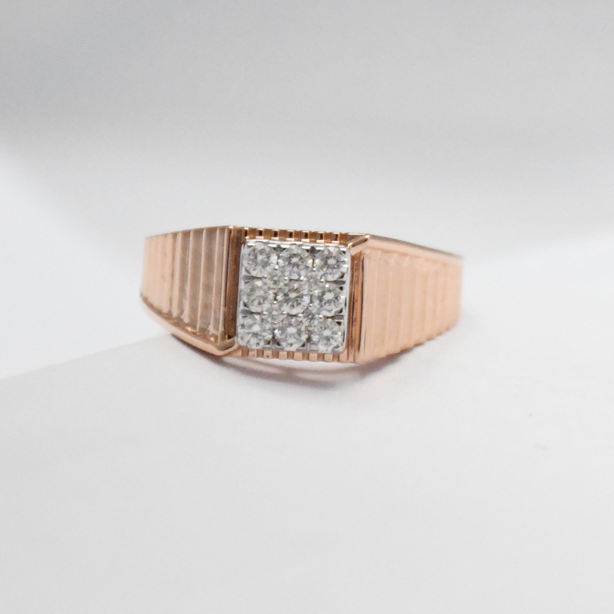 14K/18K Solid Gold Men's Diamond Signet Ring – IGI Certified Natural Cluster Band