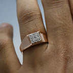 14K/18K Solid Gold Men's Diamond Signet Ring – IGI Certified Natural Cluster Band