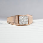 14K/18K Solid Gold Men's Diamond Signet Ring – IGI Certified Natural Cluster Band