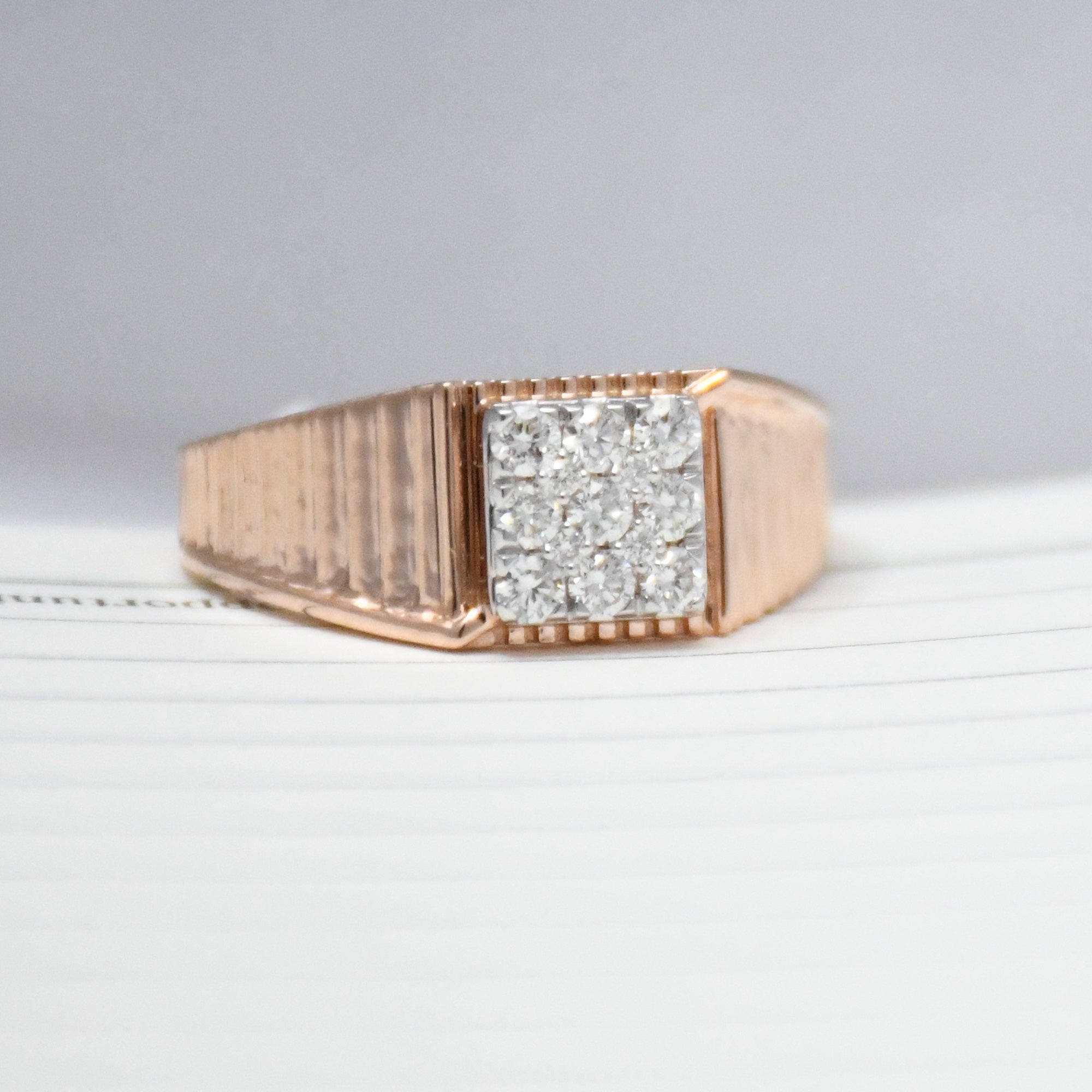 14K/18K Solid Gold Men's Diamond Signet Ring – IGI Certified Natural Cluster Band