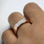 14K/18K Solid Gold Men's Diamond Ring – IGI Certified Square Cluster Band Him