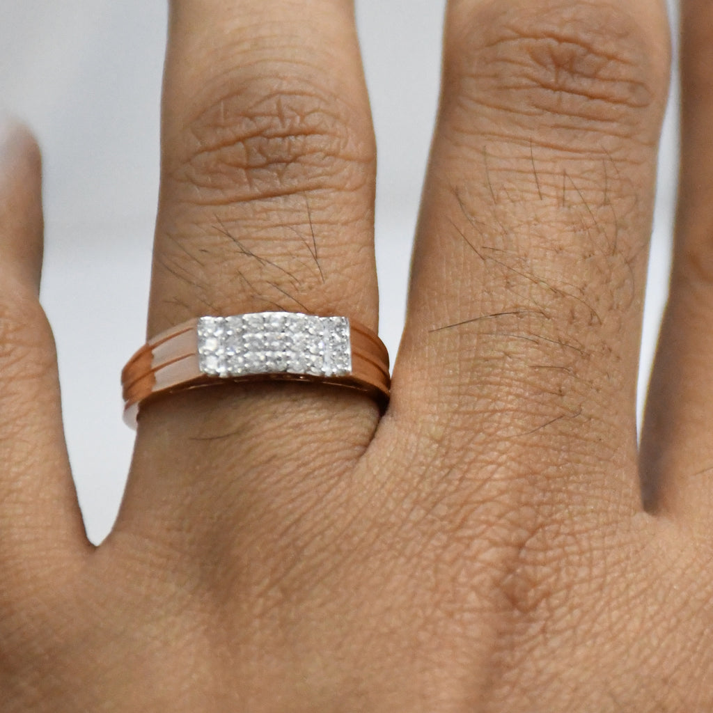 14K/18K Solid Gold Men's Diamond Ring – IGI Certified Square Cluster Band Him
