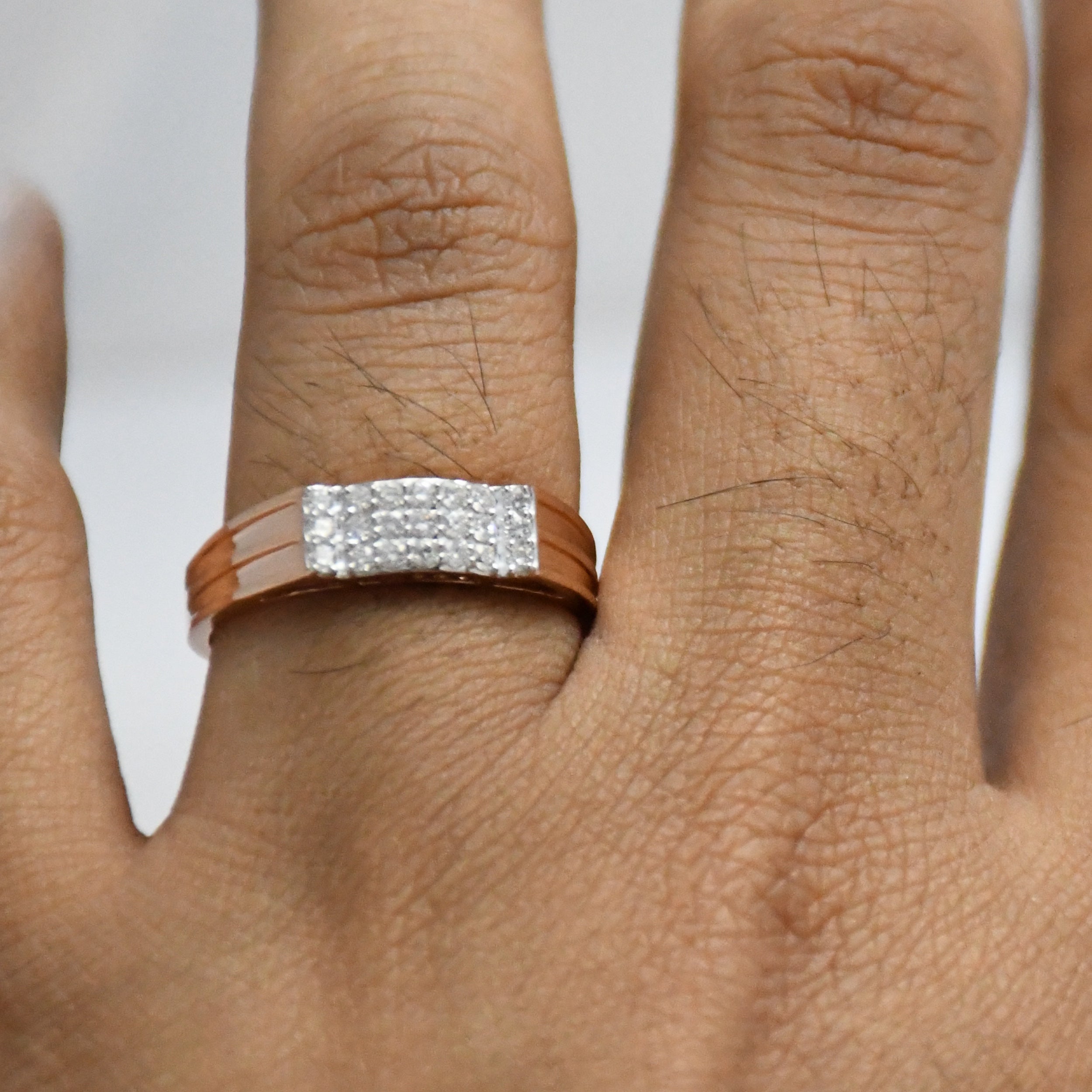 14K/18K Solid Gold Men's Diamond Ring – IGI Certified Square Cluster Band Him