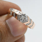 14K/18K Rose Gold Geometric Diamond Band – IGI Certified Statement Ring Him