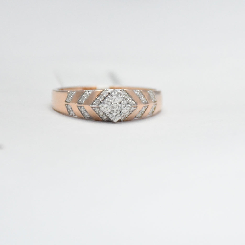 14K/18K Rose Gold Geometric Diamond Band – IGI Certified Statement Ring Him