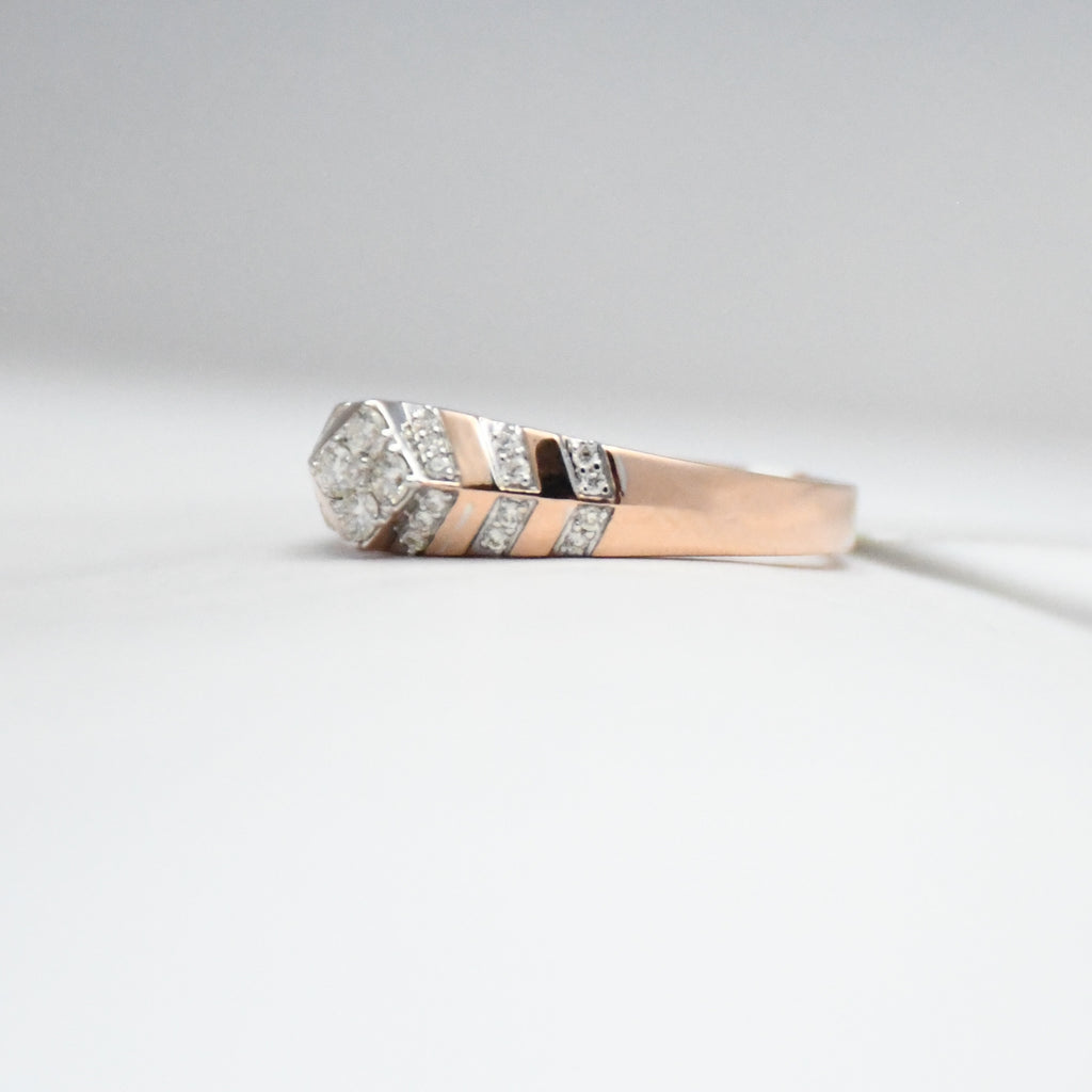 14K/18K Rose Gold Geometric Diamond Band – IGI Certified Statement Ring Him