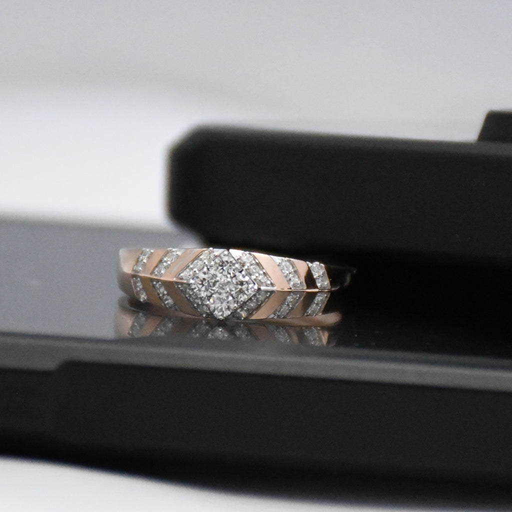 14K/18K Rose Gold Geometric Diamond Band – IGI Certified Statement Ring Him