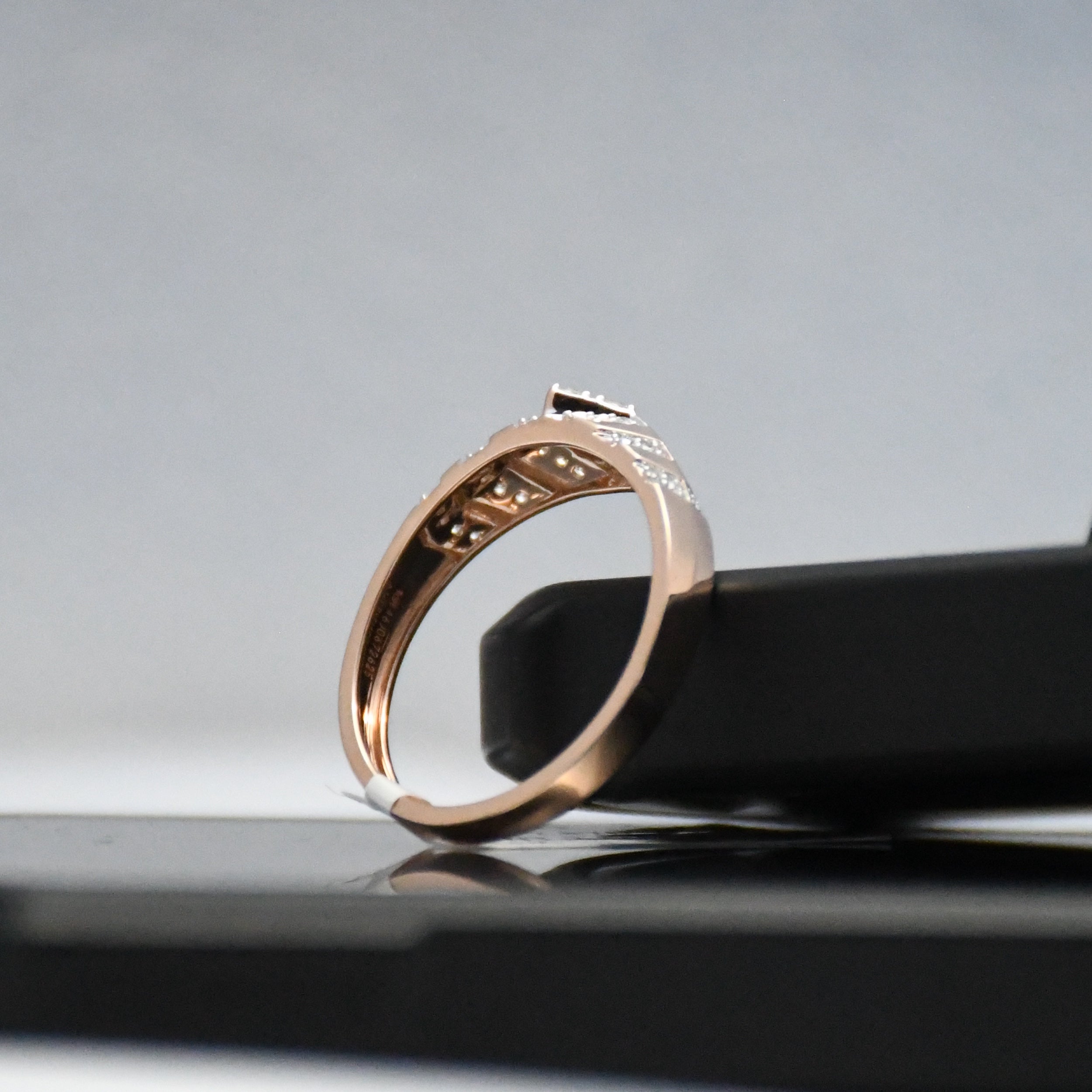 14K/18K Rose Gold Geometric Diamond Band – IGI Certified Statement Ring Him