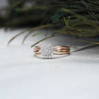 14K Gold Floral Diamond Cluster Ring - Multi Band Engagement Ring