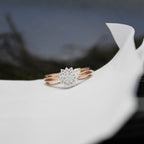 14K Gold Floral Diamond Cluster Ring - Multi Band Engagement Ring