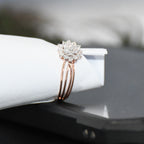 14K Gold Floral Diamond Cluster Ring - Multi Band Engagement Ring