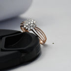 14K Gold Floral Diamond Cluster Ring - Multi Band Engagement Ring