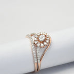 14K Solid Gold Diamond Sunburst Ring – Floral Cluster Engagement Ring