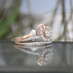 14K Solid Gold Diamond Sunburst Ring – Floral Cluster Engagement Ring