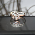 14K Solid Gold Diamond Sunburst Ring – Floral Cluster Engagement Ring