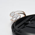 14K Gold Diamond Swirl Ring, Double Teardrop Pavé, Anniversary Gift