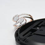14K Gold Diamond Swirl Ring, Double Teardrop Pavé, Anniversary Gift