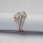 14K Gold Diamond Swirl Ring, Double Teardrop Pavé, Anniversary Gift