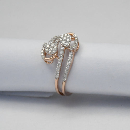 14K Gold Diamond Swirl Ring, Double Teardrop Pavé, Anniversary Gift