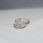 14K Gold Diamond Swirl Ring, Double Teardrop Pavé, Anniversary Gift