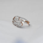 14K Gold Diamond Swirl Ring, Double Teardrop Pavé, Anniversary Gift