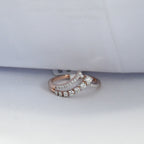 14K Solid Gold Diamond Chevron Ring, Pavé V Stacking Band