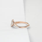 14K Solid Gold Diamond Chevron Ring, Pavé V Stacking Band