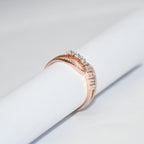 14K Solid Gold Diamond Curved Band | Stackable Wedding Ring