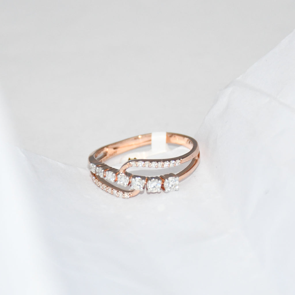 14K Solid Gold Diamond Curved Band | Stackable Wedding Ring
