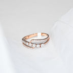 14K Solid Gold Diamond Curved Band | Stackable Wedding Ring
