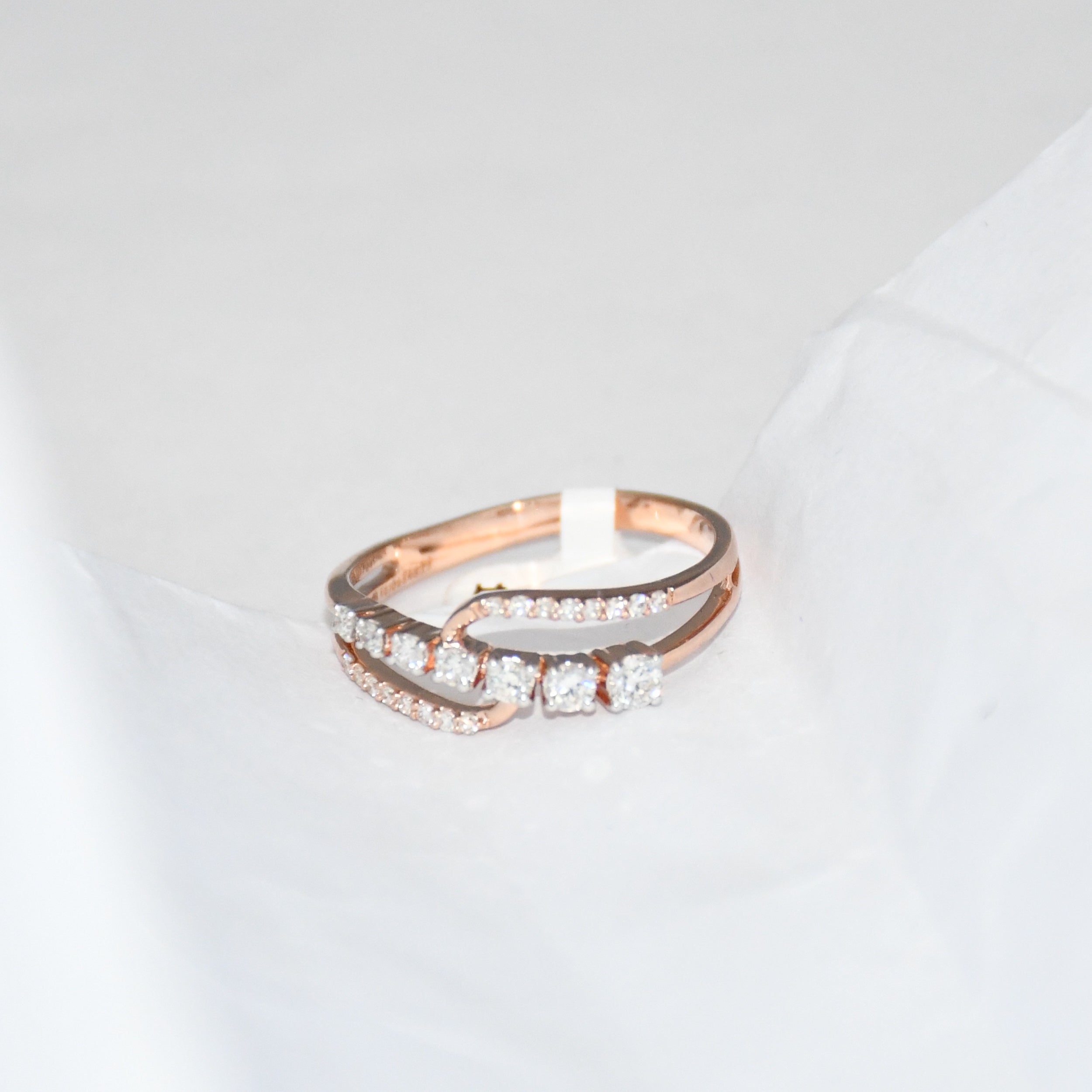 14K Solid Gold Diamond Curved Band | Stackable Wedding Ring