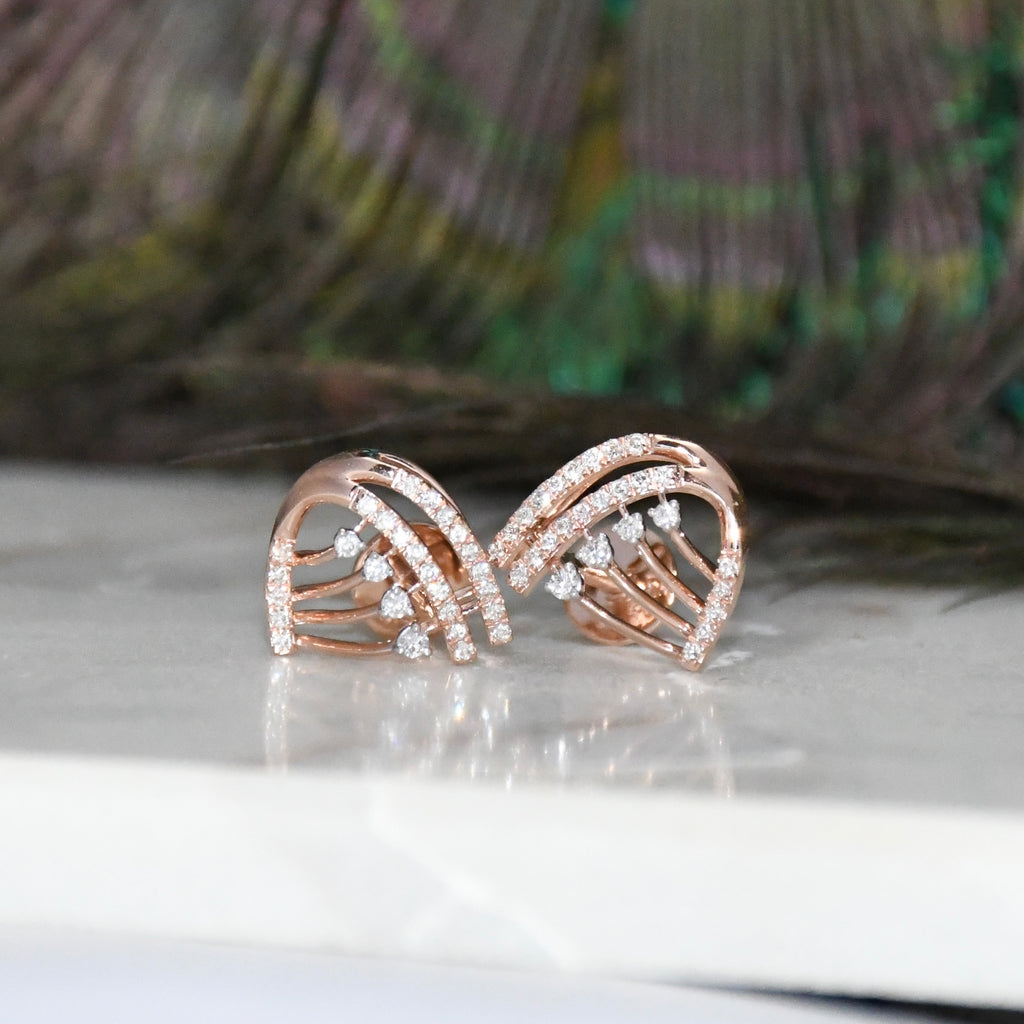 Solid Gold Diamond Stud Earrings IGI Certified Screw Back | Rose Gold Fine Jewelry
