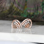 Solid Gold Diamond Stud Earrings IGI Certified Screw Back | Rose Gold Fine Jewelry