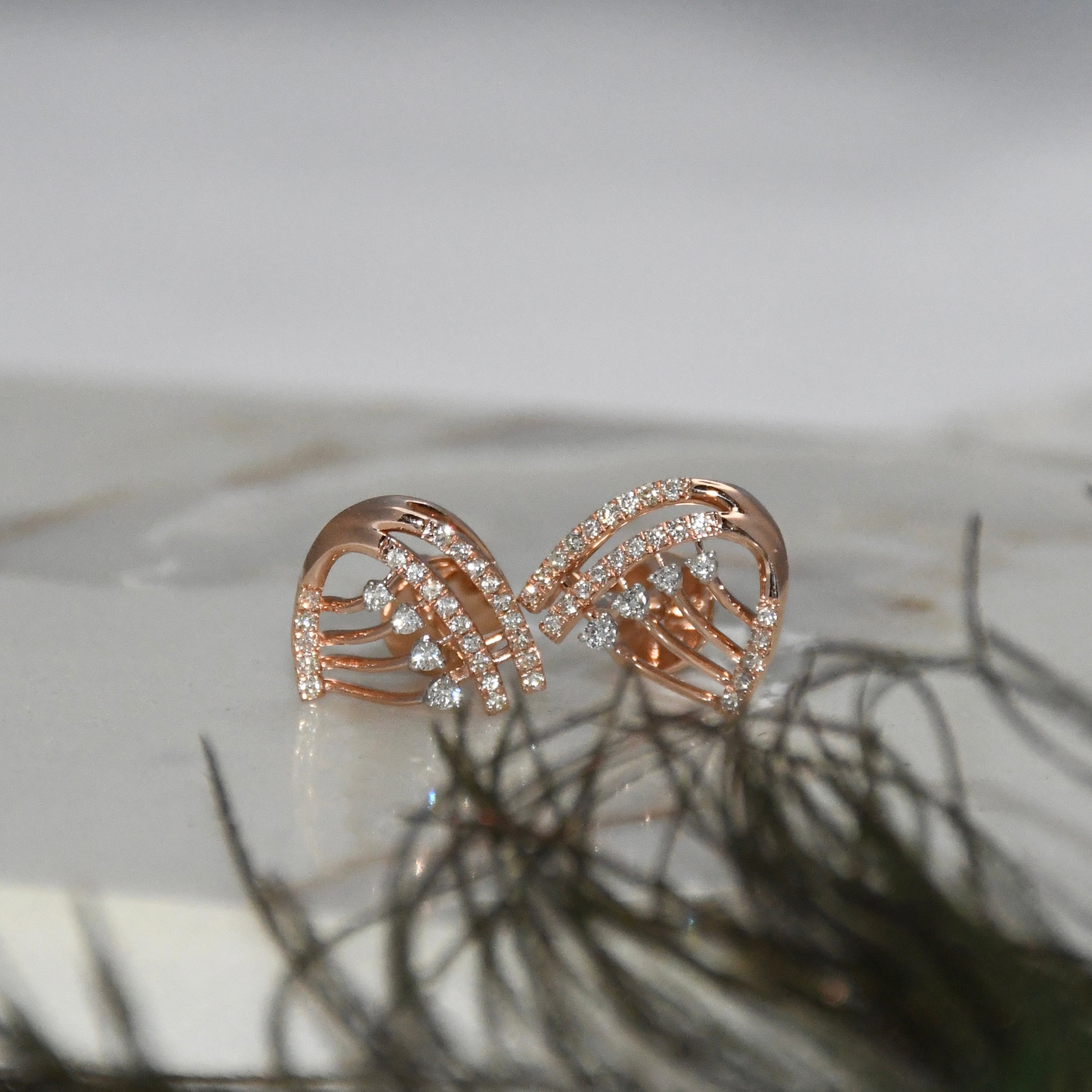 Solid Gold Diamond Stud Earrings IGI Certified Screw Back | Rose Gold Fine Jewelry