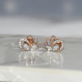 Solid Gold Lotus Diamond Stud Earrings | IGI Certified Floral Rose Gold Fine Jewelry