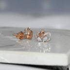 Solid Gold Lotus Diamond Stud Earrings | IGI Certified Floral Rose Gold Fine Jewelry