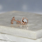 14K/18K Solid Gold Leaf Diamond Stud Earrings | IGI Certified Rose Gold Fine Jewelry