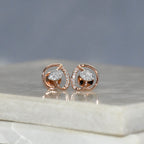 14K/18K Solid Gold Leaf Diamond Stud Earrings | IGI Certified Rose Gold Fine Jewelry