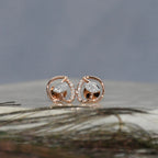 14K/18K Solid Gold Leaf Diamond Stud Earrings | IGI Certified Rose Gold Fine Jewelry